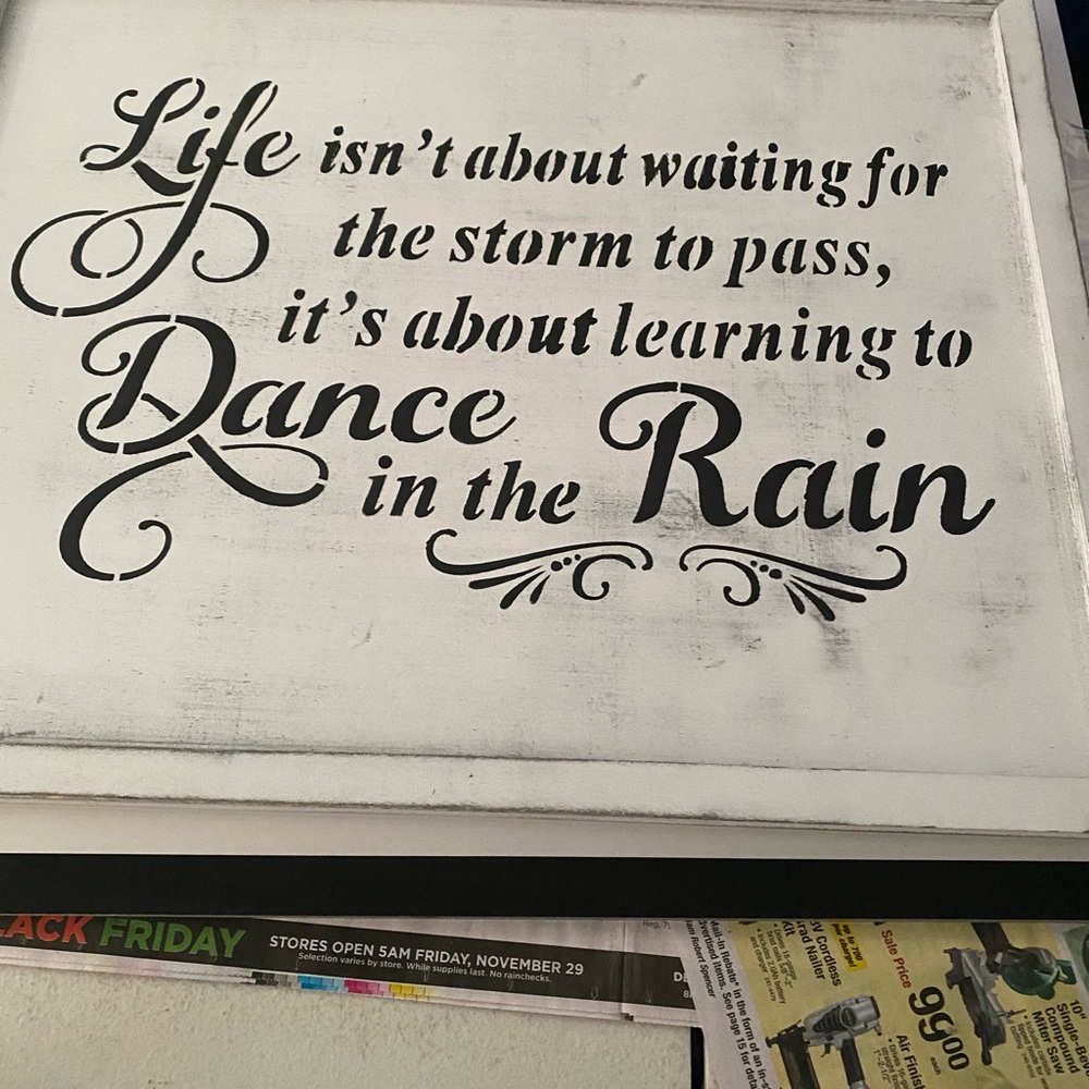 Life isn’t about Learning to Dance in the Rain Sign